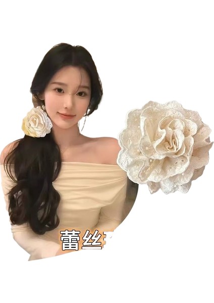 Kumaş Çiçek Köpekbalığı Klipsi Saç Tokası (Yurt Dışından)