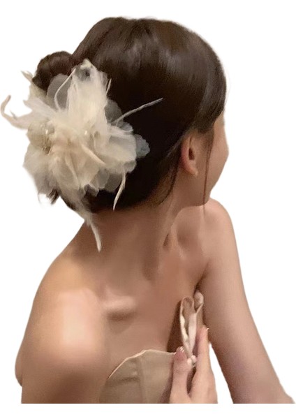 Kumaş Çiçek Köpekbalığı Klipsi Saç Tokası (Yurt Dışından)