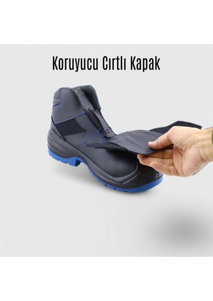 Iş Ayakkabısı 45 Numara Deri Kompozit Burunlu Kaynakçı Inşaatçı Tekstil Güvenlik Ayakkabı Bot Cırtlı