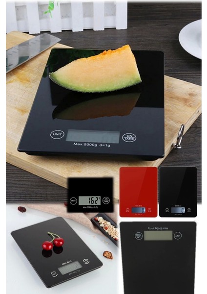 Dijital Mutfak Tartısı - 5 kg Kapasite, 1 Gram Hassasiyet, Şık Siyah Cam Tasarım