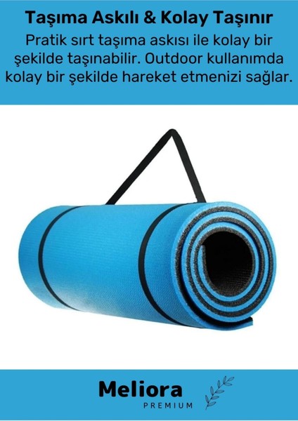 Taşıma Askılı Konfor Modeli Çift Taraflı Kaymaz Yoga Meditasyon Minderi Mavi Siyah Mat fiyatları