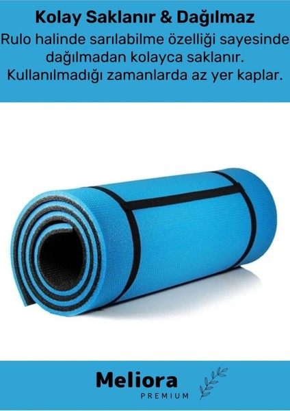 Taşıma Askılı Konfor Modeli Çift Taraflı Kaymaz Yoga Meditasyon Minderi Mavi Siyah Mat indirimleri