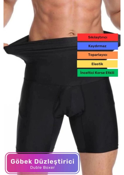 Özel Üretim Şekillendirici Basen Göbek Toparlayıcı Bel Erkek Siyah Boxer Korse