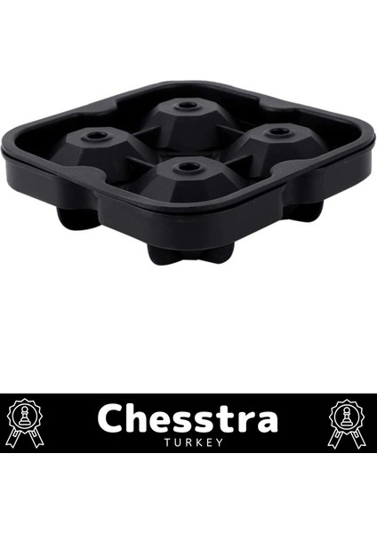 Özel Tasarım 4 Gözlü Kırılmaz Esnek Silikon Kokteyl Viski Elmas Şekilli Buz Yapma Kalıbı 1 Adet modelleri