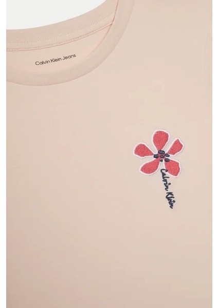 Kız Çocuk Ck Küçük Çiçek Logo T-Shirt - Açık Pembe modelleri
