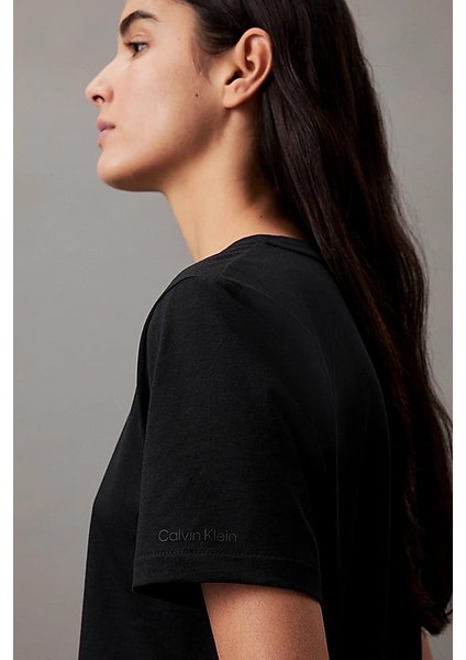 Kadın Ck Smooth Pamuklu T-Shirt - Siyah fırsatları