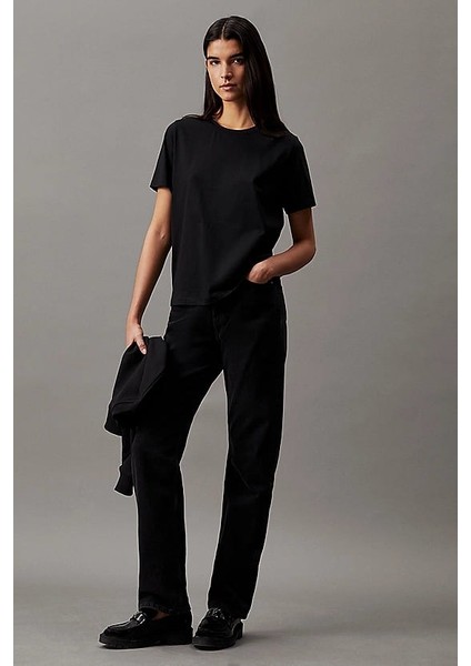 Kadın Ck Smooth Pamuklu T-Shirt - Siyah indirimleri