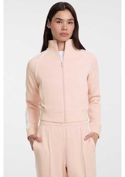 Kadın Gj Tricot Track Fermuarlı Sweatshirt - Pudra Pembe