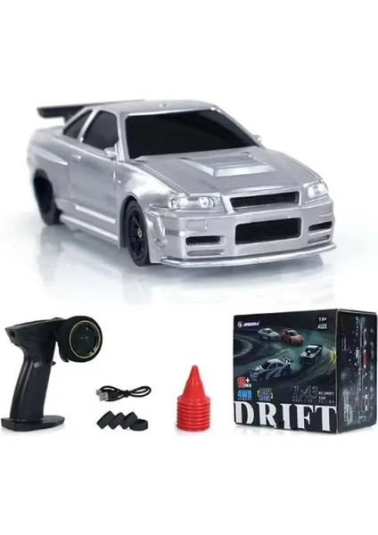 2.4g Yüksek Hızlı Drift Rc Araba 1/43 4WD Uzaktan Kumanda Araba Dört Tekerlekten Çekiş Radyo Kontrollü Mini Gtr Yarış Modeli Çocuk Oyuncak Hediye (Yurt Dışından)