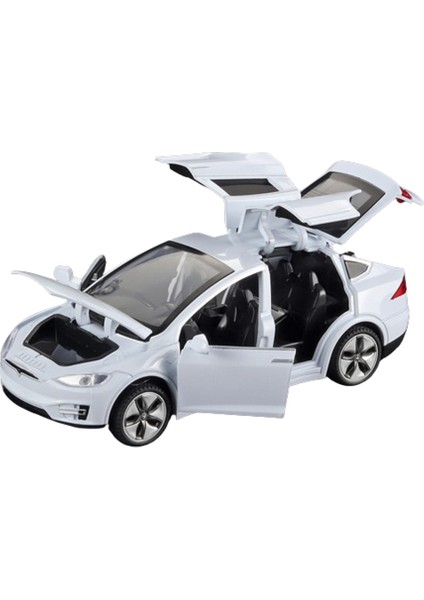 1:32 Tesla Modeli x Suv Oyuncak Araba Modeli Diecast Alaşım Metal Minyatür Ses ve Işık Geri Çekin Yüksek Simülasyon Metal Model Araba (Yurt Dışından)