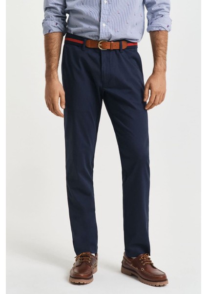 Erkek Slim Sports Chinos Pantolon - Lacivert
