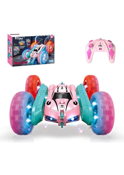 2.4g Rc Dublör Araba Çocuk Çift Taraflı Çevirme Uzaktan Kumanda Araba 360 Derece Rotasyon Off Road Rc Drift Arabalar Pembe Kız Oyuncakları (Yurt Dışından)