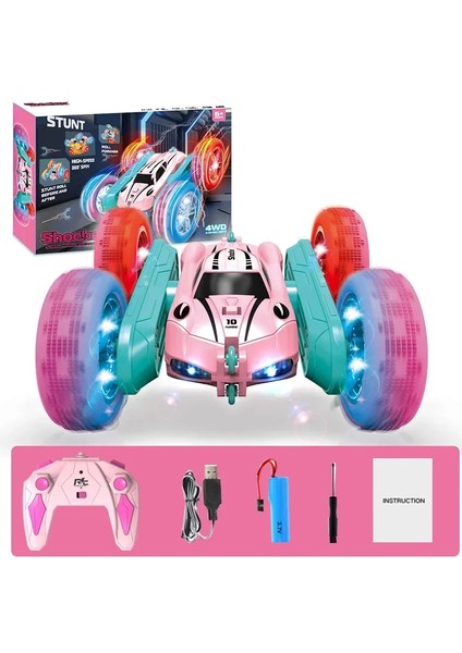 2.4g Rc Dublör Araba Çocuk Çift Taraflı Çevirme Uzaktan Kumanda Araba 360 Derece Rotasyon Kapalı Yol Rc Drift Arabalar Için Pembe Kızlar Oyuncaklar (Yurt Dışından)
