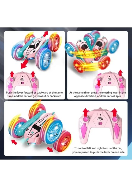 2.4g Rc Dublör Araba Çocuk Çift Taraflı Çevirme Uzaktan Kumanda Araba 360 Derece Rotasyon Kapalı Yol Rc Drift Arabalar Için Pembe Kızlar Oyuncaklar (Yurt Dışından) modelleri
