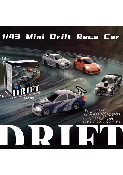 2.4g Yüksek Hızlı Drift Rc Araba 1/43 4WD Uzaktan Kumanda Araba Dört Tekerlekten Çekiş Radyo Kontrollü Mini Gtr Yarış Modeli Çocuk Oyuncak Hediye (Yurt Dışından) modelleri