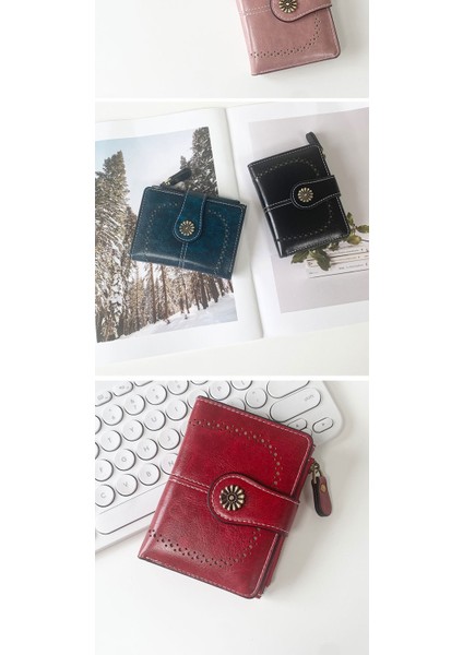 Retro Kısa Fermuarlı Çok Fonksiyonlu Bozuk Para Cüzdanı (Yurt Dışından)