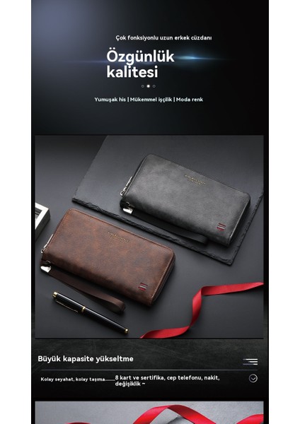 Yeni Erkek Rahat Çoklu Kart Uzun Cüzdan Çanta (Yurt Dışından)
