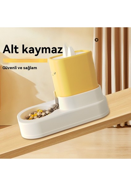 Kedi Kulağı Şekli Çift Kase Otomatik Içme Suyu Devrilme Önleyici (Yurt Dışından)
