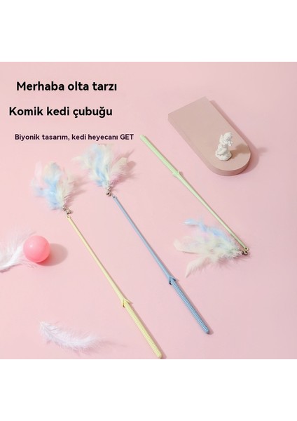 Dayanıklı Uzun Çubuk Renkli Tüy Komik Kedi Çubuk Oyuncak (Yurt Dışından)
