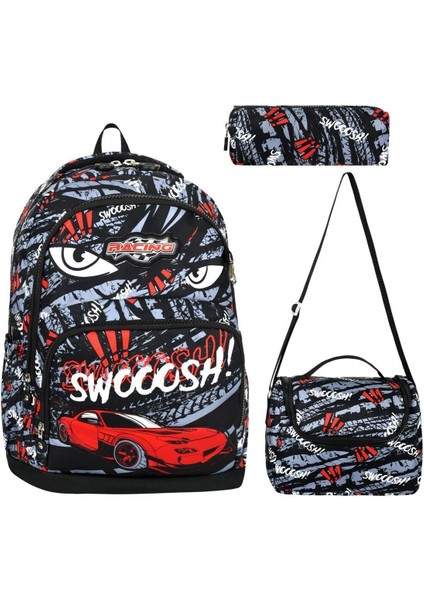 3 Bölmeli Erkek Okul Sırt Çantası Seti (Çanta Beslenme Kalemlik)