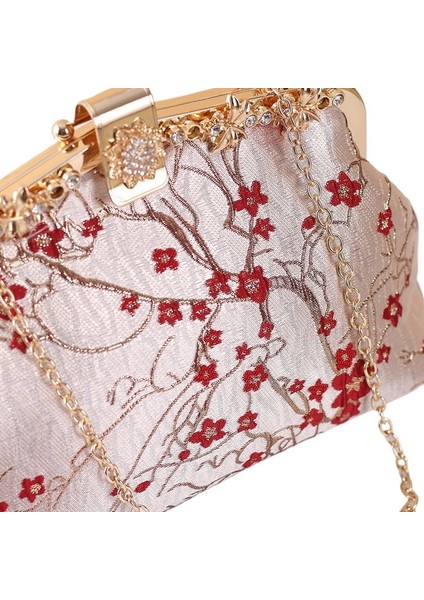 Cheongsam Hanfu Çapraz Askılı Çanta, Jakarlı, Bronz Erik Çiçeği Begonya El Yapımı Çanta (Yurt Dışından) modelleri