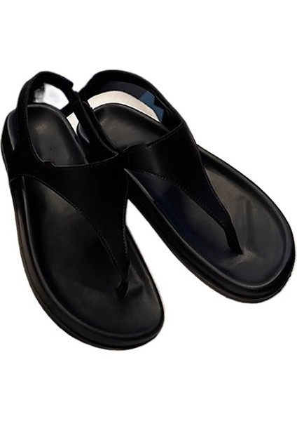 Kadınlar Için Minimalist Mizaçlı Parmak Arası Terlikler Retro Klipsli Burun Düz Tabanlı Niş Roma Tarzı Sandaletler (Yurt Dışından)