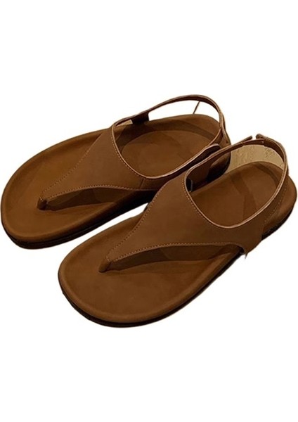 Kadınlar Için Minimalist Mizaçlı Parmak Arası Terlikler Retro Klipsli Burun Düz Tabanlı Niş Roma Tarzı Sandaletler (Yurt Dışından)