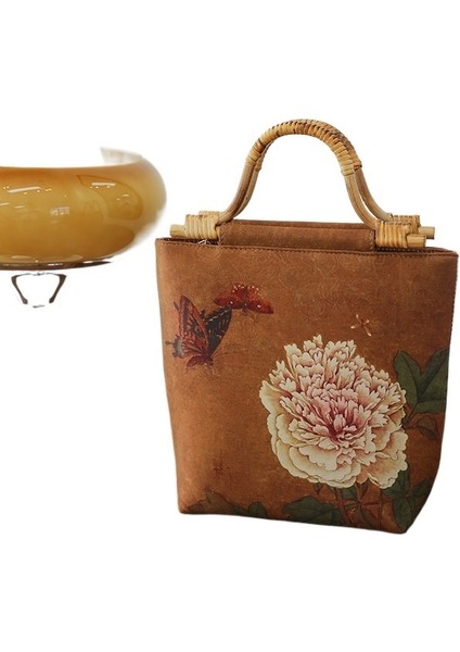 Antika Cheongsam Ziyafet Debriyajı Rattan Saplı Küçük Kare Çanta (Yurt Dışından)