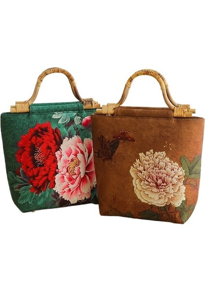 Antika Cheongsam Ziyafet Debriyajı Rattan Saplı Küçük Kare Çanta (Yurt Dışından) modelleri