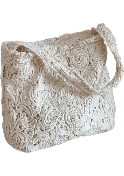 Yumuşak Krem ​​kırık Beyaz Yün Örme Nakış Kadın Koltuk Altı Çantası (Yurt Dışından) modelleri