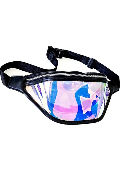 Renkli Bel Çantası Lazer Kadın Göğüs Çantası Açık Hava Koşu Su Geçirmez Haberci Çantası Şeffaf (Yurt Dışından)
