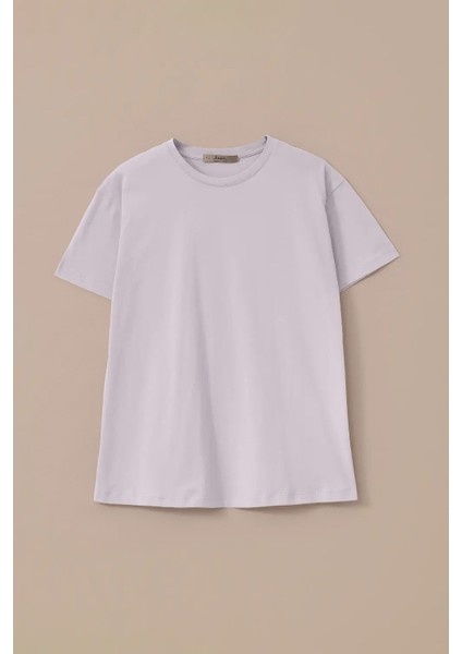 Kadın Yuvarlak Yaka Kısa Kollu T-Shirt - Beyaz