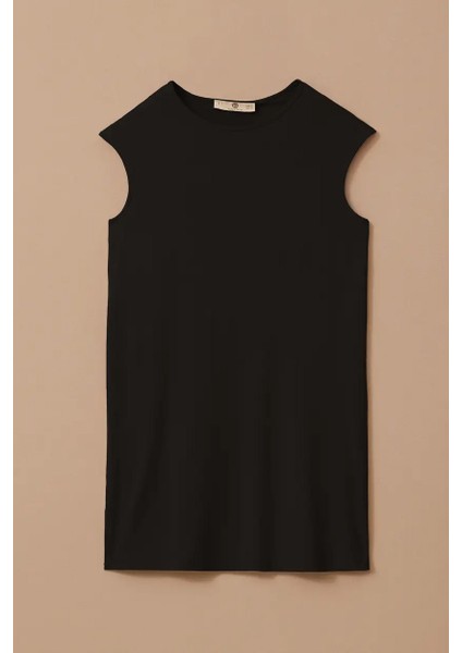 Kadın Kolsuz Basic T-Shirt - Siyah