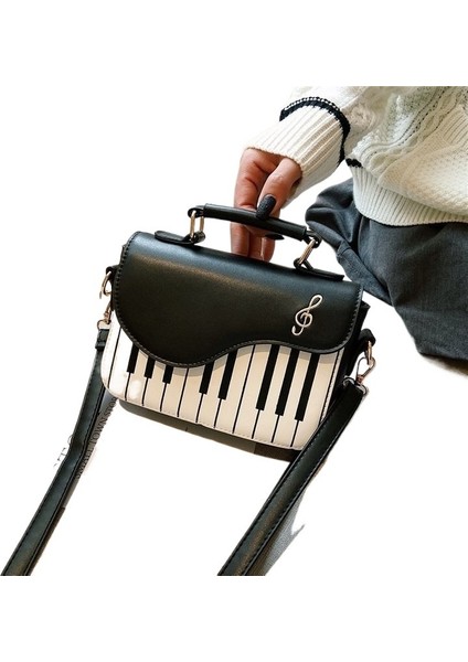 Omuz Çantası Piyano Notası Küçük Omuz Çantası Moda Kontrast Renk Nakış Küçük Kare Çanta (Yurt Dışından) fırsatları