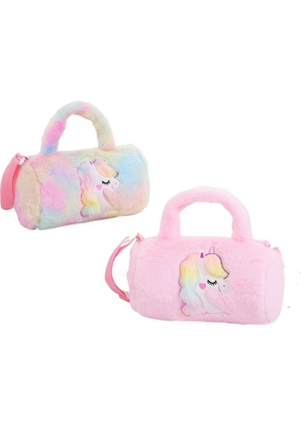 Unicorn Çocuk Silindir Tek Omuzlu Sevimli El Çantası Tavşan Peluş Küçük Kız Çantası (Yurt Dışından) fırsatları
