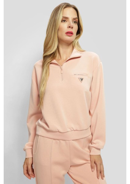 Kadın Olympe Half Fermuarlı Sweatshirt - Pembe