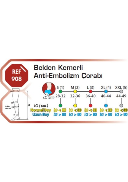 Belden Kemerli Anti-Embolizm Çorabı -Sağ