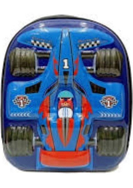 Çocuk Yarış Arabalı 5d Kabartmalı Anaokulu Kreş ve Günlük Kullanım Çantası