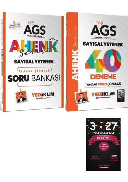 Yediiklim 2025 Meb-Ags Sayısal Yetenek Soru Bankası + 40 Deneme 2 Li Set Ahenk Serisi