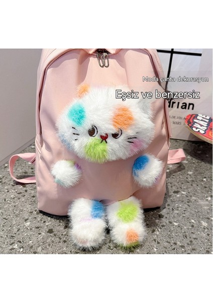 Renkli Kedi Ilkokul Öğrencisi Kız Karikatür Peluş Bebek Okul Çantası Hafif Sırt Çantası (Yurt Dışından) fırsatları