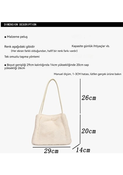 Büyük Kapasiteli El Omuz Crossbody Çanta Peluş Çanta (Yurt Dışından)