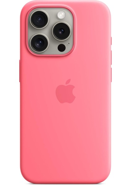 iPhone 15 Pro Silikon Kilif Magsafe-Pembe