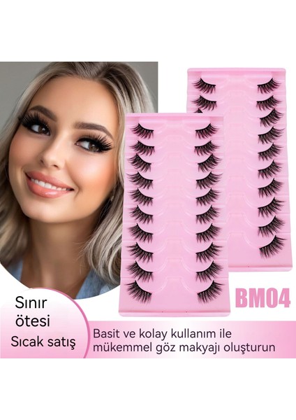 Yapay Doğal Günlük Makyaj Avrupa ve Amerika'da 10 Çift Yarı Göz Sahte Kirpik (Yurt Dışından)