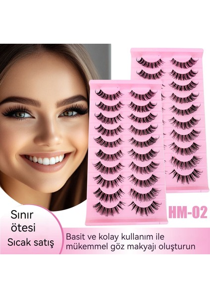 10 Çift Katmanlı Dağınık Sahte Kirpik (Yurt Dışından)