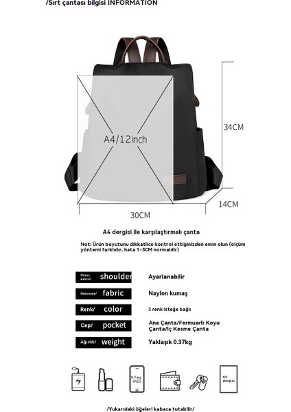 Sırt Çantası Kadın Moda Oxford Kumaş Tek Omuzlu Bayan Sırt Çantası Büyük Kapasiteli Olabilir (Yurt Dışından) fiyatları