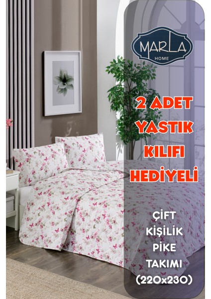 Çift Kişilik Pike Yatak Örtüsü TAKIMI|220 x 230 cm |2 Adet Yastık Kılıflı|çok Amaçlı Battaniye |pamuklu