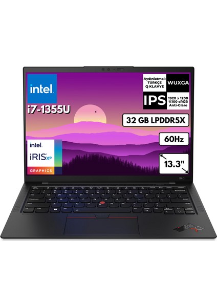 Thinkpad X1 Carbon G11 I7-1355U 32 GB 2 Tbssd Intel Iris Xe Graphics 14" Wuxga Freedos Notebook 21HNS226TTX Bt3