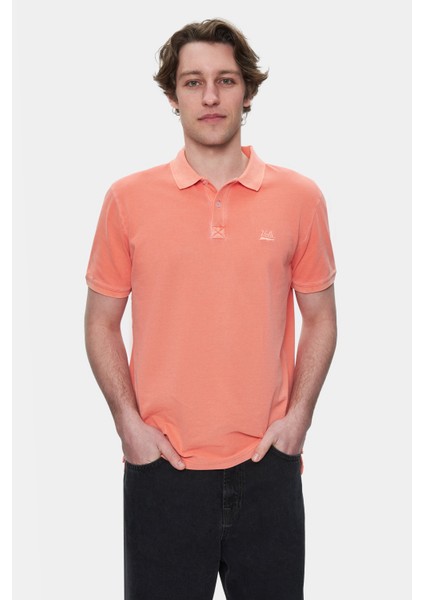 Gerard Sıcak Pembe Polo Yaka Nakışlı Standard Fit Erkek Tshirt