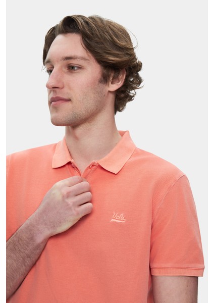 Gerard Sıcak Pembe Polo Yaka Nakışlı Standard Fit Erkek Tshirt
