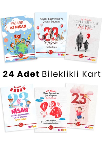 | 23 Nisan Şans Bileklikli Kart Seti (24'lü) | Çocuk Bayramı Hediyelik Kartları